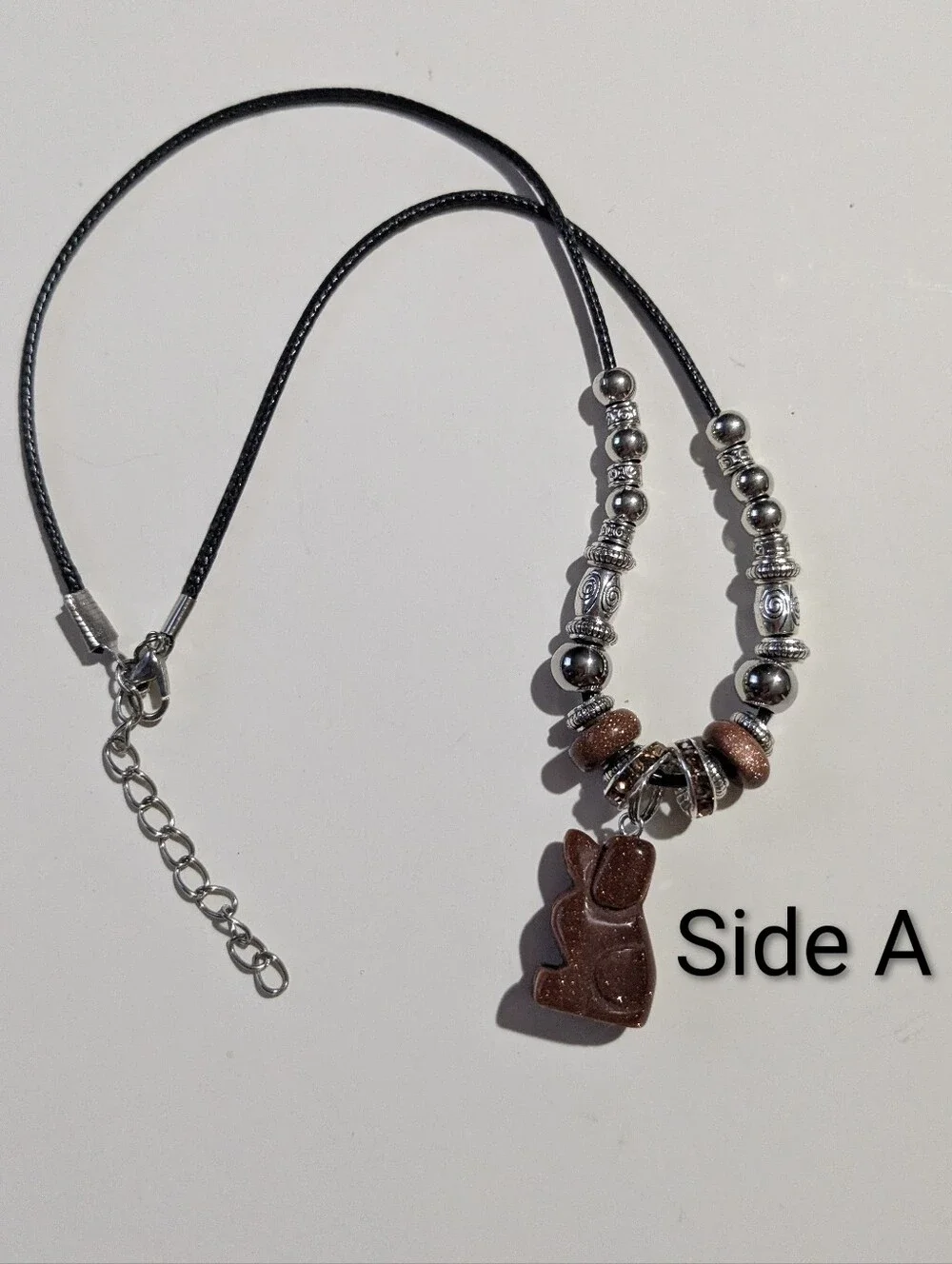 Hand Carved Sandstone 'Man's Best Friend's Dog Pendant Beaded Necklace